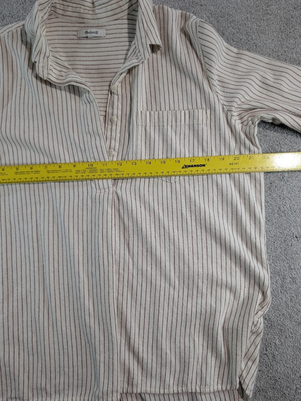 Madewell Flannel Classic Ex-Boyfriend Button Back Stripe‎ Shirt Women’s Large - Picture 9 of 9
